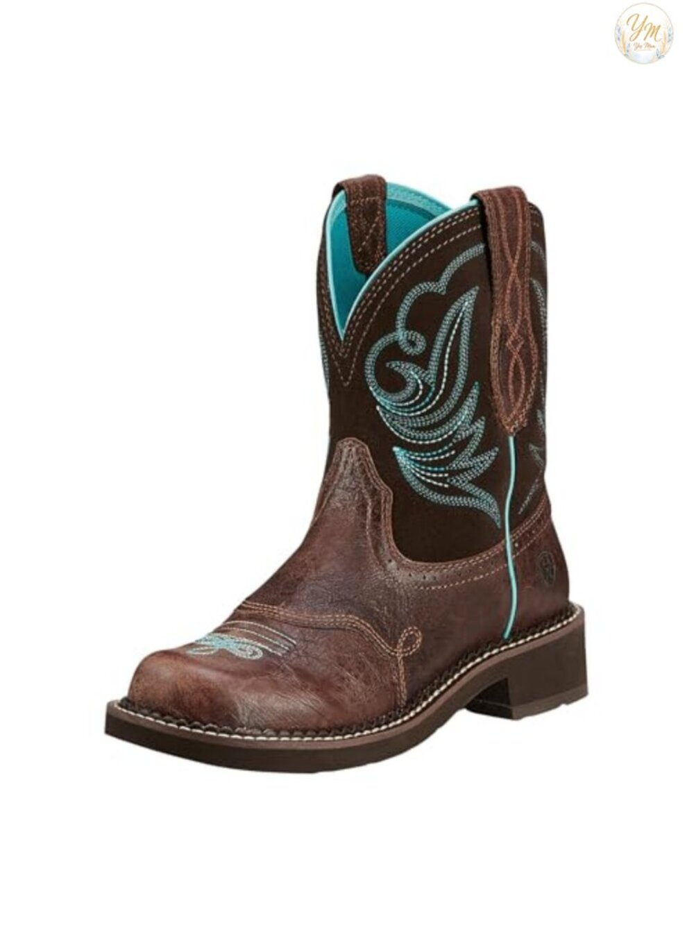 Women's Mid-Calf Western Boots Pull-On Leather Suede with Embroidery